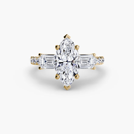 Three-Stone Ring with Pavé Band 4