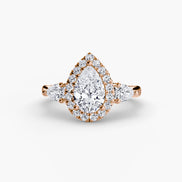 Three-Stone Ring with Halo