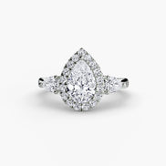 Three-Stone Ring with Halo