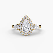 Three-Stone Ring with Halo