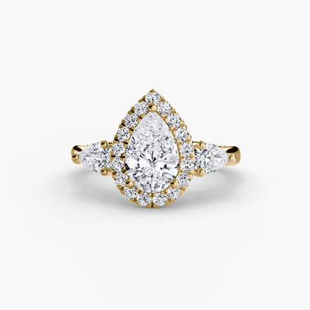 Three-Stone Ring with Halo