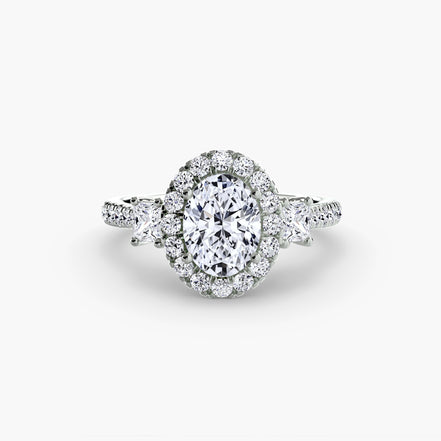 Three-Stone Ring with Halo 2