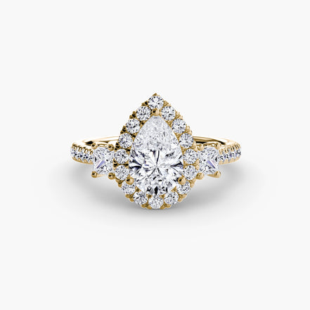 Three-Stone Ring with Halo 2