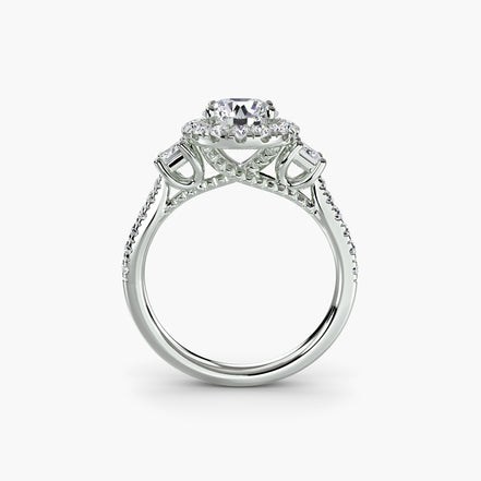 Three-Stone Ring with Halo 2