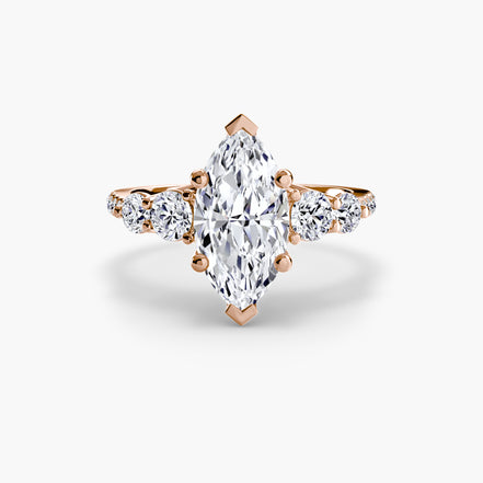 Five Stone Ring with Pavé Band