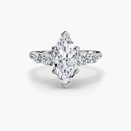 Five Stone Ring with Pavé Band