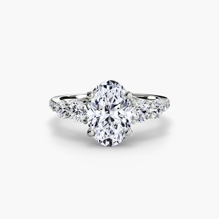 Five Stone Ring with Pavé Band