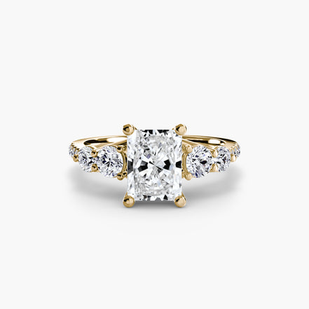 Five Stone Ring with Pavé Band